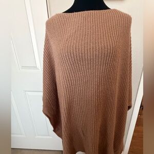 Knit Poncho Sweater in Light Brown